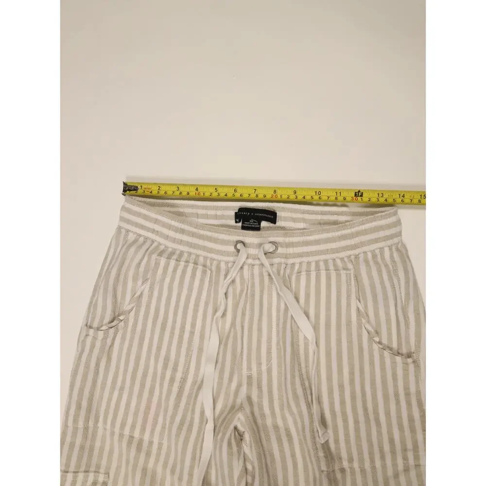 Sanctuary x Anthropologie Linen Blend Cargo Pants Striped Coastal Boho XS New